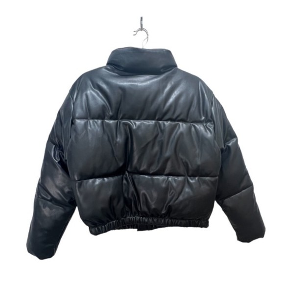 AQUA Faux Leather Puffer Jacket NWT SIZE S - Picture 5 of 6